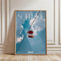 Solitude Quote Wall Poster – Minimal Aesthetic Sky and Chairlift Print