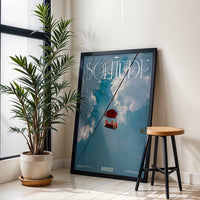 Solitude Quote Wall Poster – Minimal Aesthetic Sky and Chairlift Print
