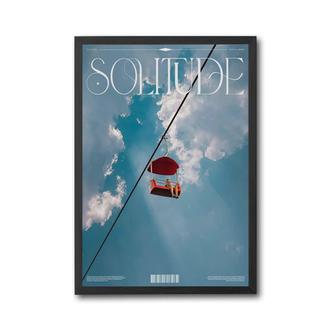 Solitude Quote Wall Poster – Minimal Aesthetic Sky and Chairlift Print