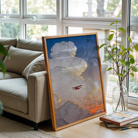 @今天捡到solo了嘛 Red Biplane Cloud Aesthetic Wall Print