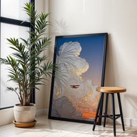 @今天捡到solo了嘛 Red Biplane Cloud Aesthetic Wall Print