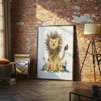 Soni Blue Designs Watercolor Lion Illustration Home Art Décor Poster