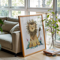 Soni Blue Designs Watercolor Lion Illustration Home Art Décor Poster