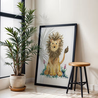 Soni Blue Designs Watercolor Lion Illustration Home Art Décor Poster