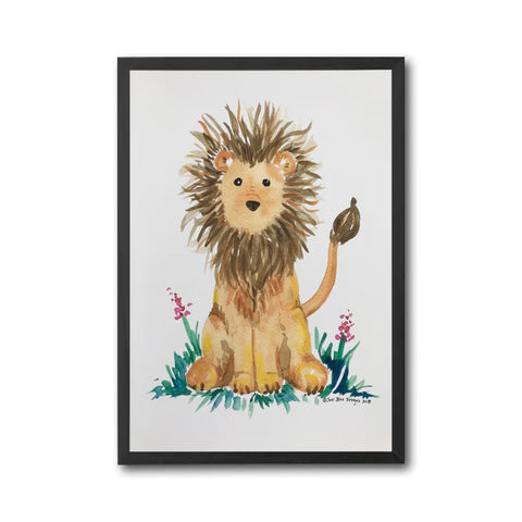 Soni Blue Designs Watercolor Lion Illustration Home Art Décor Poster