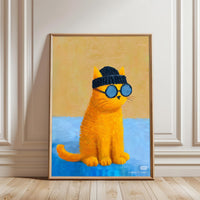 Soooony Cat with Sunglasses Pop Art Wall Poster, Trendy Cat Wall Print