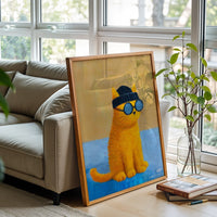 Soooony Cat with Sunglasses Pop Art Wall Poster, Trendy Cat Wall Print