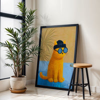 Soooony Cat with Sunglasses Pop Art Wall Poster, Trendy Cat Wall Print