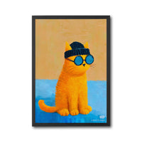 Soooony Cat with Sunglasses Pop Art Wall Poster, Trendy Cat Wall Print