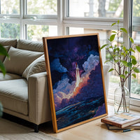 Space Shuttle Launch Aesthetic Wall Print Décor Poster Print