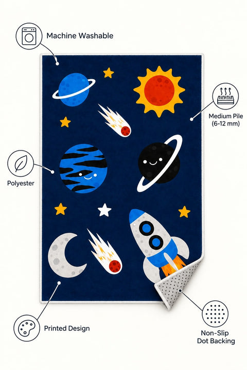Space Vintage Kids Rug – features