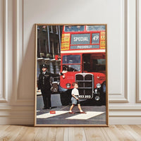 Special 49 Piccadilly Heritage London Bus Wall Poster, Retro City Wall Poster