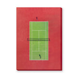 Sports Photography Minimalist Wall Art – Aerial Tennis Court in Red and Green