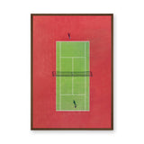 Sports Photography Minimalist Wall Art – Aerial Tennis Court in Red and Green