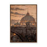 St. Peter’s Basilica Vintage Wall Art – Sunset Vatican City View