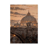 St. Peter’s Basilica Vintage Wall Art – Sunset Vatican City View