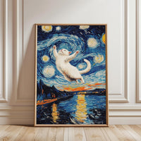 Starry Night Cat Home Art Aesthetic Décor Poster Print