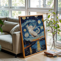 Starry Night Cat Home Art Aesthetic Décor Poster Print