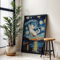 Starry Night Cat Home Art Aesthetic Décor Poster Print