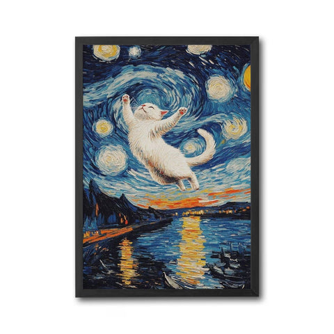 Starry Night Cat Home Art Aesthetic Décor Poster Print