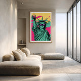 Statue of Liberty Pop Art Wall Art – Sunglasses Portrait in Pink and Yellow