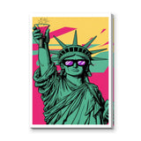 Statue of Liberty Pop Art Wall Art – Sunglasses Portrait in Pink and Yellow