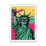 Statue of Liberty Pop Art Wall Art – Sunglasses Portrait in Pink and Yellow