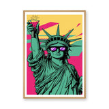 Statue of Liberty Pop Art Wall Art – Sunglasses Portrait in Pink and Yellow