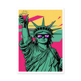 Statue of Liberty Pop Art Wall Art – Sunglasses Portrait in Pink and Yellow