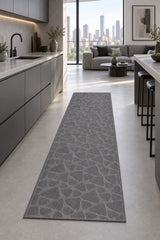 Stone Stripe Modern Runner Rug in a kitchen