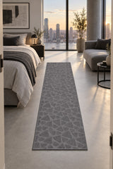 Stone Stripe Modern Runner Rug in a bedroom