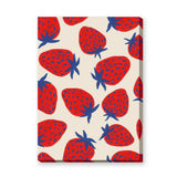 Strawberry Pop Art Wall Art – Red Blue Fruit Pattern on Cream