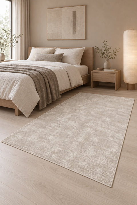 Striped Area Rug in a bedroom