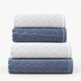 Striped Cotton Bath Towel Set of 4 – Indigo & White