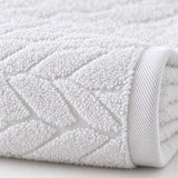 Striped Cotton Bath Towel Set of 4 – Indigo & White – texture close-up