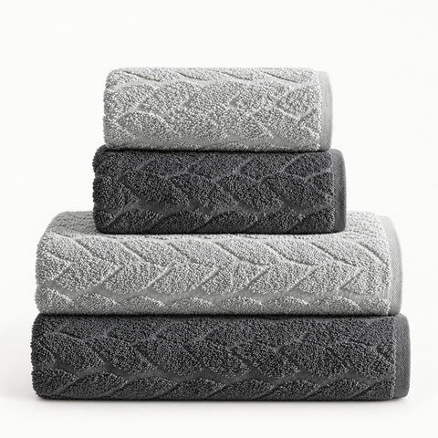 Striped Cotton Bath Towel Set of 4 – Multicolor