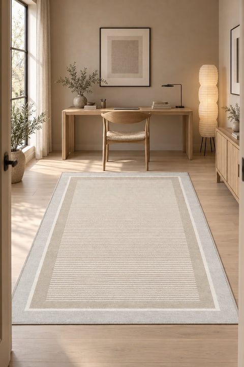 Striped Geometric Area Rug in a office
