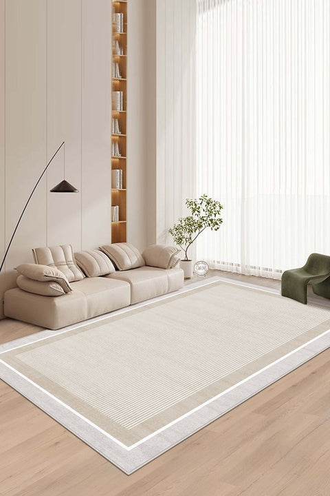 Striped Geometric Area Rug in a living room
