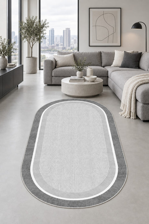 Striped Modern Area Rug in a living room