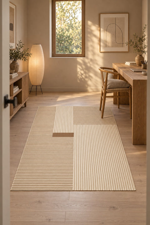 Striped Modern Area Rug in a office