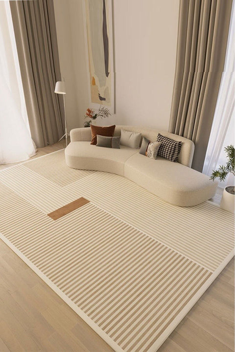 Striped Modern Area Rug in a living room
