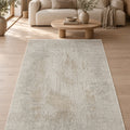 Striped Modern Area Rug – Beige in a living room