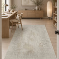 Striped Modern Area Rug – Beige in a office
