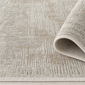 Striped Modern Area Rug – Beige – texture close-up