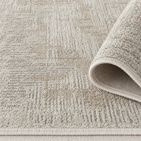 Striped Modern Area Rug – Beige – texture close-up