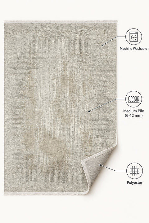 Striped Modern Area Rug – Beige – features