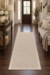 Striped Modern Area Rug – Cream in a hallway