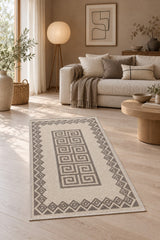 Striped Modern Area Rug – Dark Brown in a living room