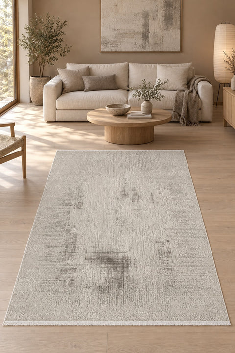 Striped Modern Area Rug – Gray in a living room