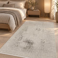 Striped Modern Area Rug – Gray in a bedroom